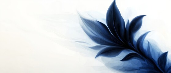 Poster -  Close-up of a blue flower against a white background Blue flower  softly blurred