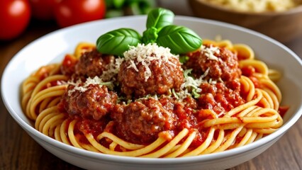 Sticker -  Delicious meatballs and spaghetti ready to be savored