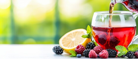 Wall Mural - strawberries, raspberries, and lemons