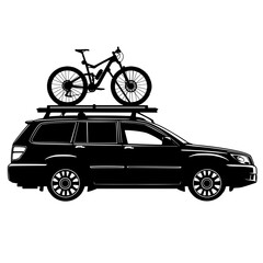 Wall Mural - Bike on roof rack station wagon car 