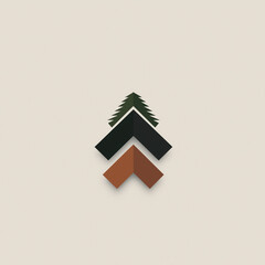 Pine tree on a white background illustration. Minimal concept 