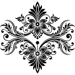 Sticker - black and white floral ornament