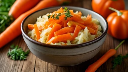 Canvas Print -  Deliciously vibrant carrot and rice salad