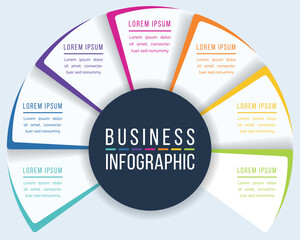 Wall Mural - 7 Steps Circle Infographic design 7 steps, objects, elements or options infographic business template