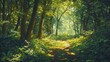 © wrap01 - Sunlit Path Through Dense Green Forest