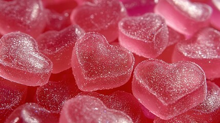 Wall Mural -   A stack of pink gummy hearts piled high on top of another pile of pink gummy hearts, which sits atop yet another pile of pink gummy hearts