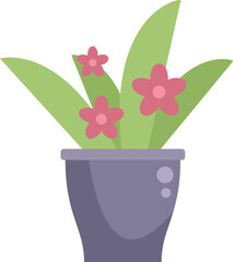 Wall Mural - Simple illustration of a plant with pink flowers growing in a pot, perfect for representing nature, gardening, or home decor