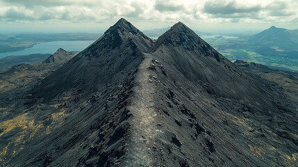 Canvas Print -   An aerial view of a mountain range with the words NMA YB Appetical on it