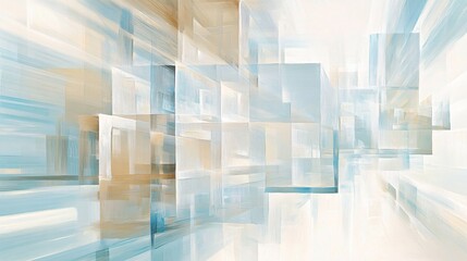 Wall Mural - Abstract Cityscape with Layered Rectangular Shapes and Light Hues