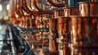 © VK Studio - Polished copper equipment in a distillery reflects the warm light, emphasizing the artistry and precision of the brewing process.