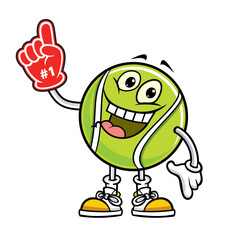 Sticker - tennis ball champion character vector illustration design