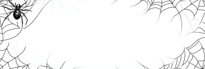 Wall Mural - web banner with spider webs on a white background a cartoon illustration generative ai