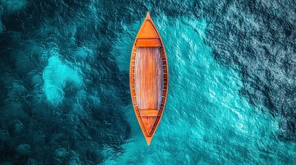 Canvas Print -   A boat bobbing atop a verdant sea of sapphire waves