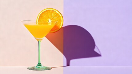 Sticker -   A glass of orange juice with an orange slice on the rim