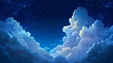 Poster - A Night Sky Filled with Clouds and Twinkling Stars