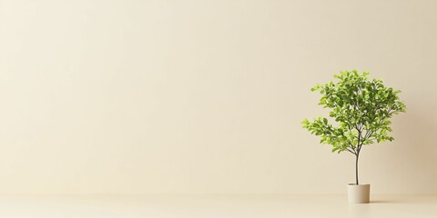 Wall Mural - Vibrant Green Plant in Decorative Pot Against a Soft Background, Showcasing Natural Beauty and Tranquility in Indoor Plant Decor