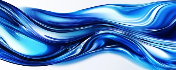 Sticker - Abstract Blue Liquid Wave, digital art , liquid art