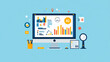 © Thiago - Modern business plan on a screen flat design business strategy, budget and business analysis, generative ai. Flat Design. Illustration