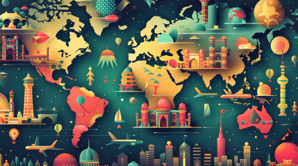 Wall Mural - a visual of a global brand strategy, focusing on maintaining brand consistency across different mark
