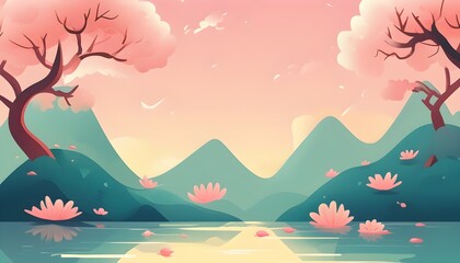 Wall Mural - Elegant Fantasy in Pastel Hues: A Whimsical Graphic Design Illustration