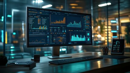 Wall Mural - analyst using dashboard for business data management and analysis ultra realistic. photorealistic