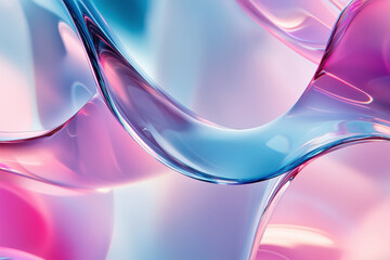 Wall Mural - blue and pink wave with a white background. The wave is made of water and it looks like it's flowing