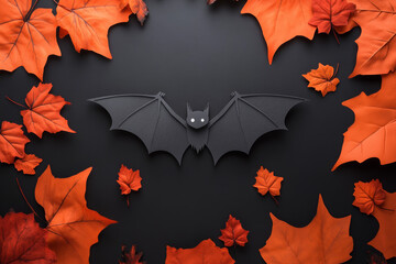 Black Paper Bat with Copyspace for Halloween