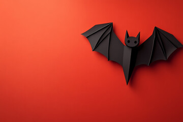 modern halloween backdrop with simple shapes forming a bat with copy space --ar 3:2 --v 6.1 Job ID: 460bedc8-d00c-483e-9348-c4710d50df01