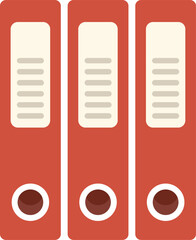 Sticker - This vector illustration features three red office folders standing upright, perfect for projects related to organization, paperwork, or office supplies