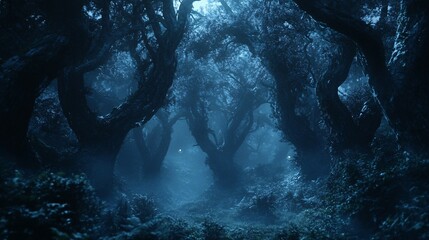 Wall Mural - Enchanting Moonlight Path Through a Mystical Forest