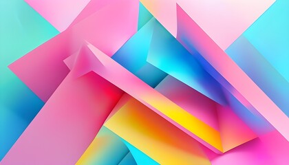 Wall Mural - Dynamic Abstract Composition of Geometric Shapes in Pink to Blue Gradient Symbolizing Growth and Creativity