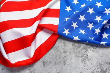 Wall Mural - Flag of USA on grey background