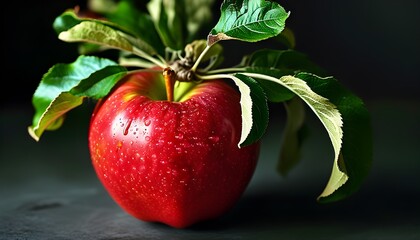 Vibrant Red Apples Surrounded by Lush Green Leaves Celebrating Natures Abundance and Sweet Harvest