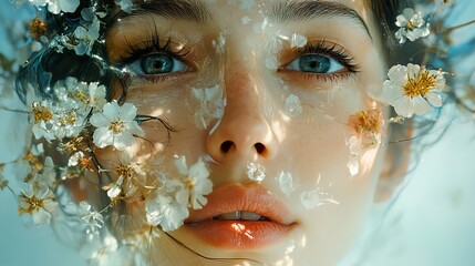 Sticker - Woman's Face Surrounded by Delicate Flowers