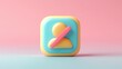 © ShinneProject - 3D Icon of a Person with a Diagonal Line Through It, Indicating Deactivation, Removal, or Blocking on a Pastel Pink and Blue Background.