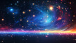 © Pixel - Colorful Space Background with Twinkling Stars and Swirling Galaxies, Cosmic Art