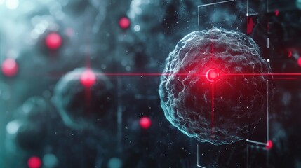 Wall Mural - a microscopic view of a cell being targeted by a laser.