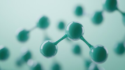 a close-up view of molecular structures with green atoms and bonds, showcasing a blend of science an