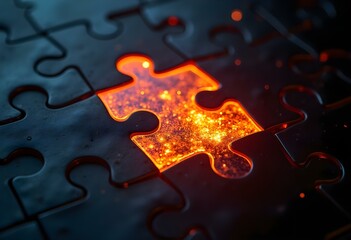 a glowing jigsaw create with ai