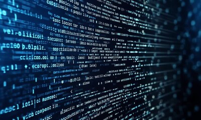 exploring intricate code patterns and data flow in a digital environment with high-tech visuals at n