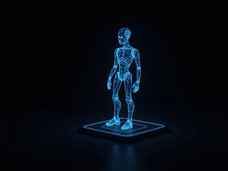 Wall Mural - ai robot body hologram on black background