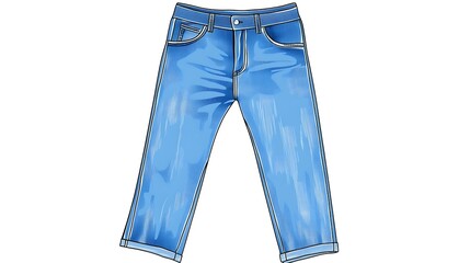 A pair of blue jeans with cuffed hems.