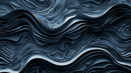 Wall Mural - Abstract 3D rendering of wavy lines.