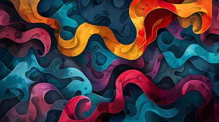 Wall Mural - Abstract colorful paper cut background.