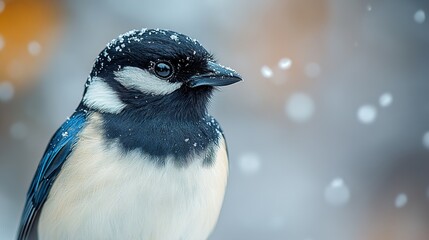 Canvas Print - Close-Up of a Bird in Winter Snow