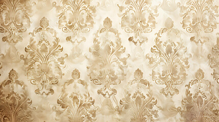 Wall Mural - Vintage ornate wallpaper pattern in beige and brown.