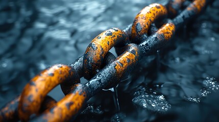 Canvas Print - Close-up of a Rusty Chain in Water