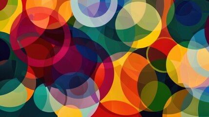 A dynamic composition of overlapping circles in various colors