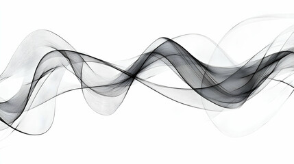 Abstract black waves flowing on a white background.