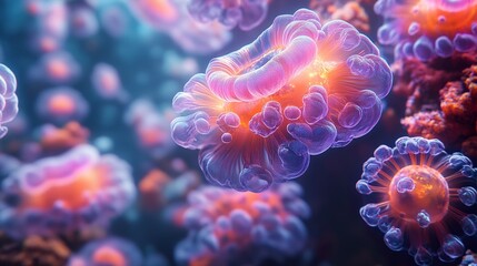 Wall Mural - microscopic view of a cell: a journey into the hidden world of biology